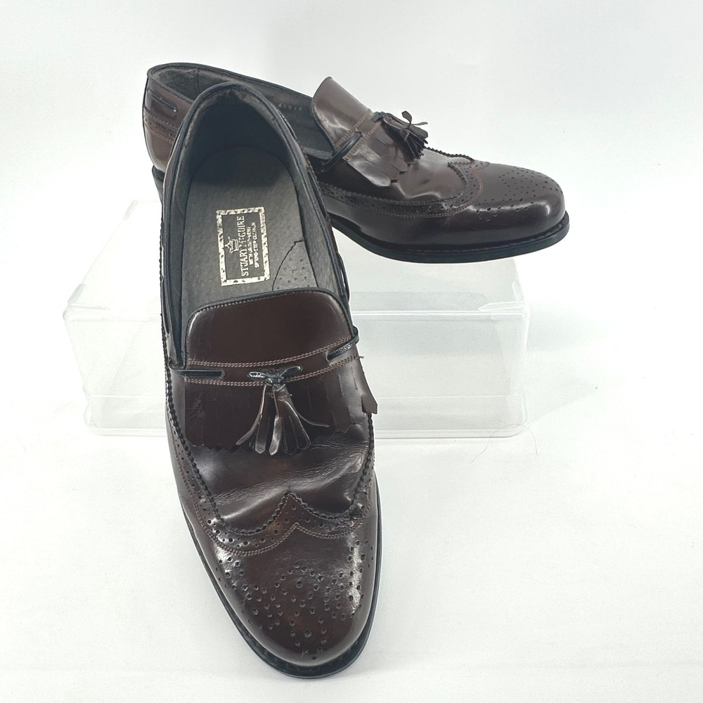 Stuart McGuire Wingtip Tassel Loafers Mens 11 EE Burgundy Brown Preppy Academia